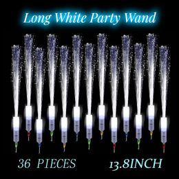 36 Unids 14 pulgadas Actualización Larga Boda Bengalas Varita de Fibra Óptica Blanca 3 Modo LED Light Up Stick Glow Party Supply Favor 240122