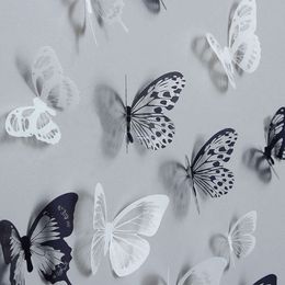 36 stks 3d Kristallen Vlinder Muurstickers Nieuwjaar Kerst Home Decor Creatieve Vlinders met Diamant Feestdecoratie
