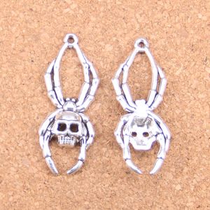 36 stks Antiek Zilver Bronsegated Skull Spider Halloween Charms Hanger DIY Ketting Armband Bangle Bevindingen 40 * 16mm