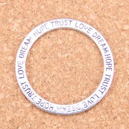 36 pcs Antique Argent Plaqué Bronze Plaqué cercle amour espoir confiance rêve Charms Pendentif DIY Collier Bracelet Bracelet Résultats 35mm241D