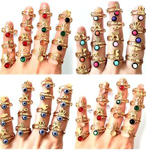 36 stks Leuke Kralen Vrouwen Ring Mode Vlinder Hart Boom Kroon Oogbol Rvs Charm Party Ringen Meisjes Sieraden