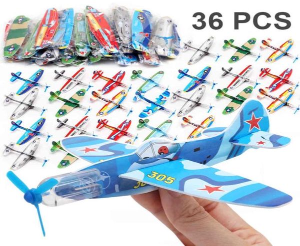 36 piezas de plano de espuma de planeador volador de bricolaje para niños Mini avión de papel excelente fiesta de cumpleaños Favor rellenos de bolsas de golos