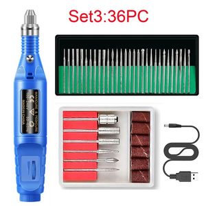 36pcs elektrische nagelboormachine nagelbestanden Pen pedicure 6 bits frezen UV LED gel Poolse remover Nail Art Manicure Tool