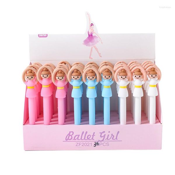 36 pièces élégante ballerine fille Silicone Gel stylo rétractable 0.5mm encre noire cadeau pour les étudiants mignon fournitures de bureau en gros