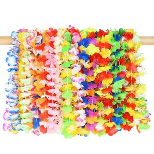 36 stks Hawaiiaanse kunstmatige bloem leisgarland ketting Hawaii Luau zomer tropische partij decoratie bruiloft kerstkrans 211018