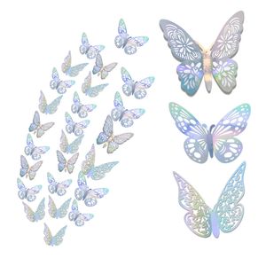 36pcs / lot 3D Hollow Butterfly Wall Sticker Butterflies Decals DIY DIY DÉCORATIONS DE CAKE DE PART