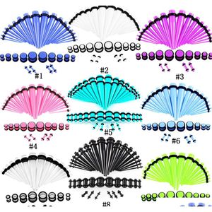 36pcs/lot Acryloormeter Taper en plug stretching kits gemengde kleur oor vlees tunnels uitbreiding body piercing sieraden cadeau x5l28