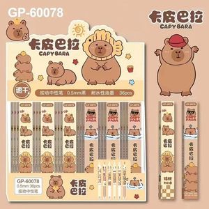 36pcs / lot kawaii capybara presse gel stylo mignon 0,5 mm à encre noire Signature de papeterie