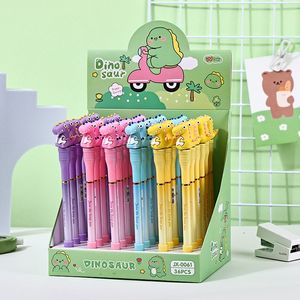 36 stks/partij LED Licht Leuke Cartoon Dinosaurus Zwarte Inkt Gel Pen Kawaii Creatieve School Kantoorbenodigdheden Schrijven Levert Kids Geschenken 3046