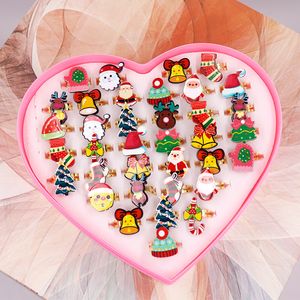 36 pièces/lot anneaux pour enfants fruits dessin animé noël anneau ouverture réglable métal fiançailles bijoux cadeau sans boîte