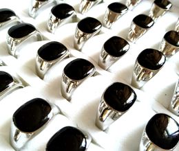 36 stks Mannen Vrouwen Zilveren Legering Ring Met Helder Zwart Emaille Groothandel Strass Steen Charm Ring Unisex Unieke Sieraden Gloednieuwe Maat Gemengd