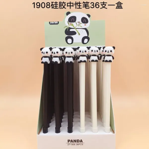 36PCS / PACK 0,5 mm à encre noire Créative Creative Cartoon Bamboo Panda Gel Pen / Student Prix Promotion Gift Unisexe Sign Pen