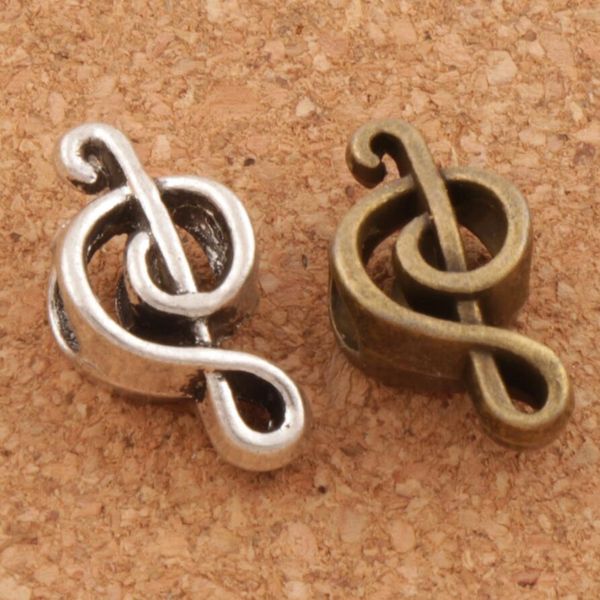 Nota musical Metal cuentas con orificio grandes 100/lote 18,4x9,5x7,3mm plata antigua/bronce ajuste pulseras de encanto europeo joyería DIY L1449