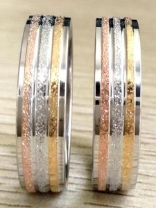 36 -stcs uniek matgouden Gold Silver Rosegold Band roestvrijstalen ring comfort fit zandoppervlak Men vrouwen 8mm trouwring hele557334765236