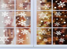 36pcslot Witte Sneeuwvlok Kerst Muurstickers Glazen Raamsticker Kerstversiering voor Huis Nieuwjaar Navidad 2020 Noel7734466
