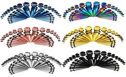 36 pièces 6 Styles jauge d'oreille cône et bouchon Kits d'étirement expansion du Tunnel de chair Piercing bijoux boucle d'oreille 14G00G G79L3114345