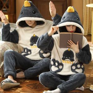 36Q0 PAJAMAS SEXY COUPLES D'HIVER PAJAMA FEMMES FEMMES Men Pyjamas Sweats Sleepwear épaissison Soft Warm Cartoon Cat Beautiful Lovers Pijamas Suit 2404101