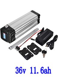 36V 12Ah E vélo argenté Fish Bottom Effectif Electric Bike 36V 116AH Lithium Battery for Panasonic Cell with 2A Charger6591196