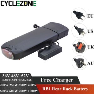 Batterie de vélo de ville électrique Ecomotion 36V 13ah 350W, 48V 10ah 14ah 500W e-lux, batterie de porte-bagages pour vélo de croisière électrique