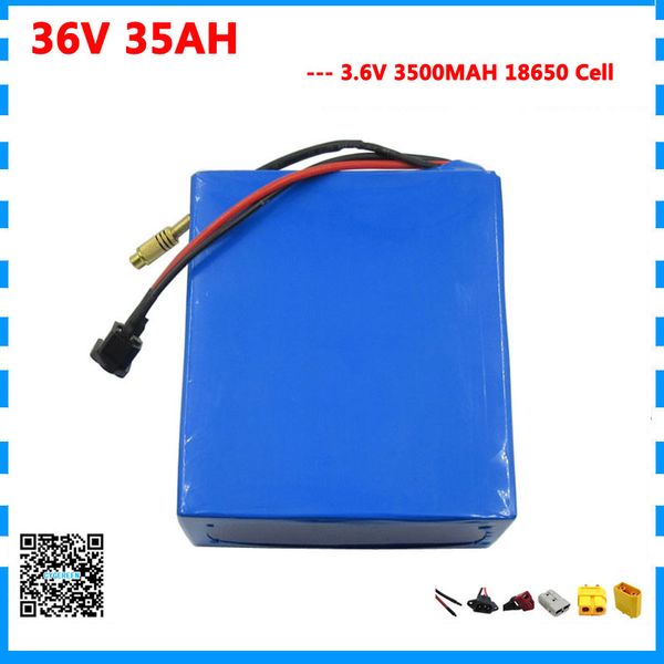 36V 35AH ebike batterie pack 1500W 36V lithium scooter batterie vélo utiliser samsung 3500mah cellule 50A BMS avec chargeur 5A