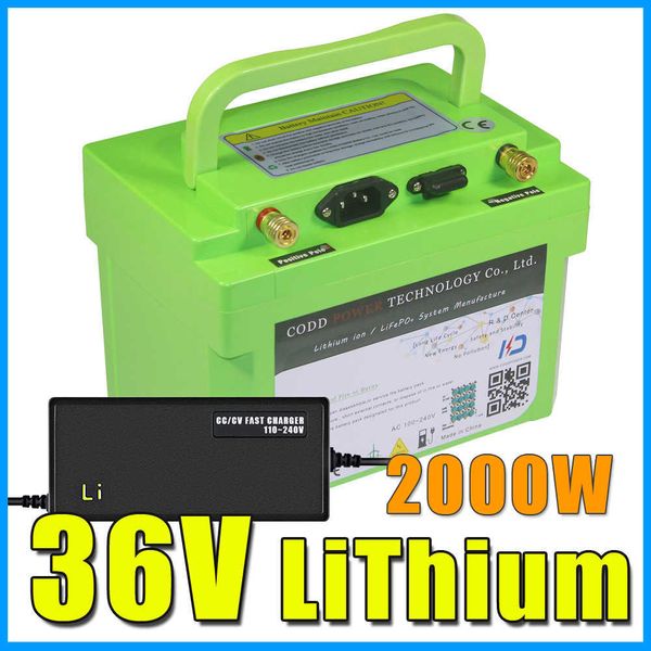 Batterie au lithium de scooter de vélo de 36V 40AH E 1000W 2000W BMS 42V batterie