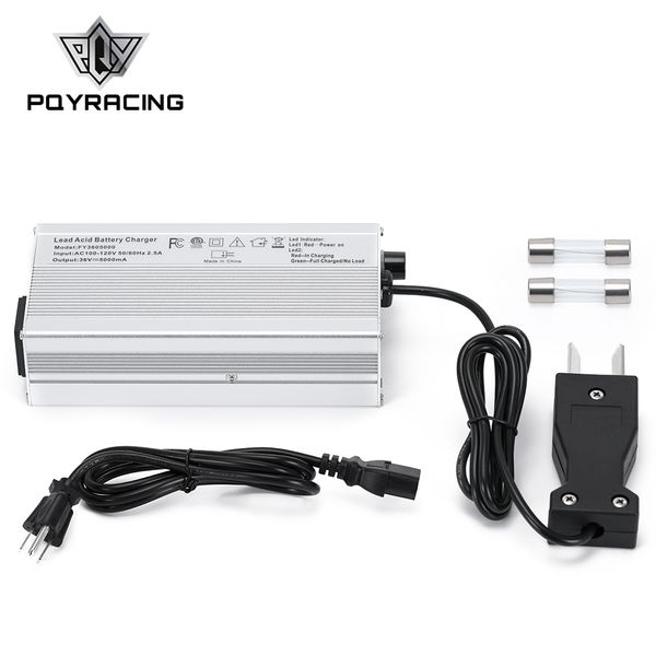 Chargeur de batterie au plomb 36V 5A avec prise tension d'entrée nominale pour tous les chargeurs de batterie de chariot de golf 36V AC 100-120V 50/60Hz 2.5A PQY-KG59