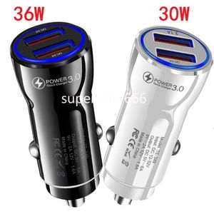 36W 30W Snel Snel Opladen Dual USB Autolader Draagbare Voertuig QC3.0 Power Adapters Voor Iphone 13 14 15 Pro Samsung Htc Android S1