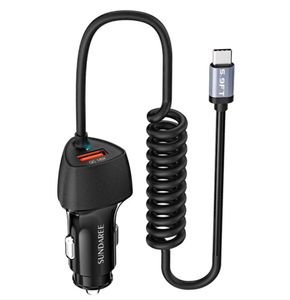 Chargeur de voiture 36W 38w QC3.0 PD 20w, chargeur rapide pour iPhone 12 Mini Pro Max 11 Xiaomi Samsung Huawei, affichage numérique, charge de Type C