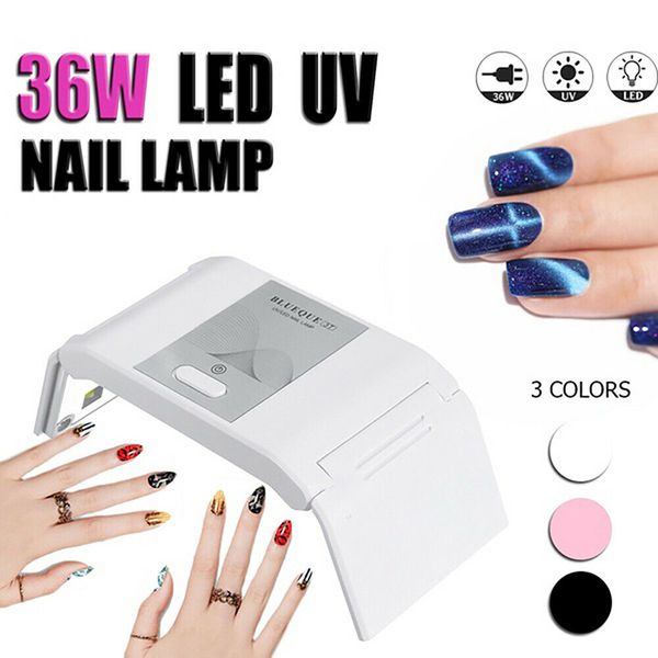 Lampe à vernis LED tricolore pliante 36W, séchoir UV, Kit d'outils pour Nail Art