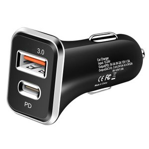 Chargeur de voiture rapide USB 36W, Charge rapide QC 3.0 Type C PD, pour iPhone, Samsung, Xiaomi, ordinateurs portables