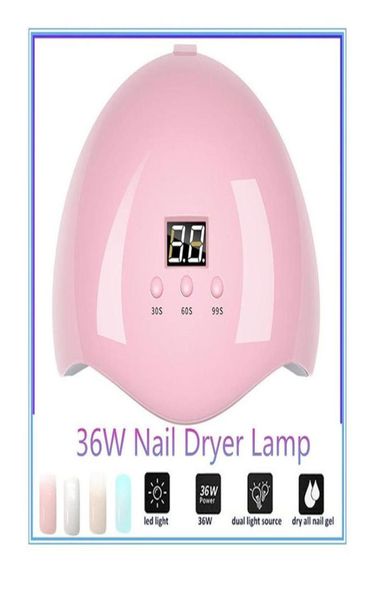 36W USB LED UV Gel Nail Gel Lampe de luminure Light Manucure POLOSIER Sécheur Potothérapie Machine Pink Art Tool5403062