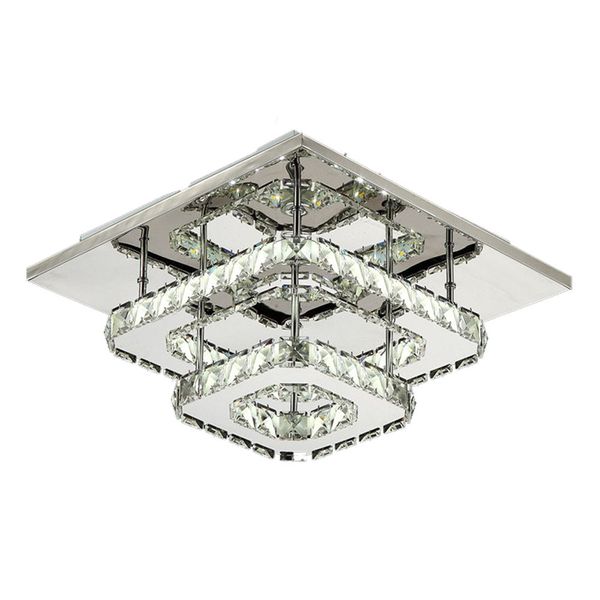 Carré Cristal Plafonnier 36W Allée LED Moderne Lampe Pendentif Luminaire Suspendu pour Salon Chambre