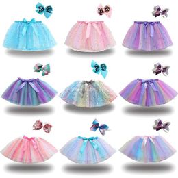 37 kleur feest decoratie meisjes tutu jurk snoep kleur baby's rokken met hoofdband kinderen festival dans jurken halve lengte prinses rok