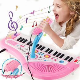 Piano con teclado electrónico de 37 teclas para niños con micrófono, instrumentos musicales, juguetes, juguete educativo, regalo para niños, niñas y niños 240129