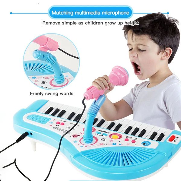 37 Piano clavier électronique clé pour les enfants avec des instruments de musique microphone Toys Gift éducatif pour enfants Girl Boy 240507