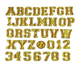 37 Styles CHENILLE ALPHABET DIY Patch Textile Gold Glitter Trim Varsity Lettre parfaite pour la pochette en nylon Sag cosmétique Bride Broderie8980330