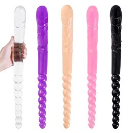 370mm Extra's Lange Zachte Dubbele Kop Dildo Speelgoed Voor Volwassen Flexibele Jelly Vagina Anale Vrouwen Gay Lesbische Ended Dong Penis Kunstmatige Beauty Items