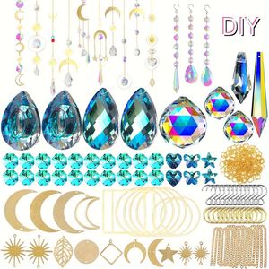 370 stks Kristallen Suncatcher Kits Kroonluchter Kristallen Prisma Onderdelen Rainbow Maker Hangers voor Gebrandschilderd Glas Ophangen DIY Zon Catchers Kralen Binnen Raam Buiten