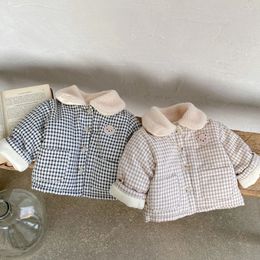 Manteau d'hiver pour bébé, à carreaux contrastés coréens, en coton rembourré, pour garçons et filles de 03 ans, veste chaude, hauts 3712D, 240122