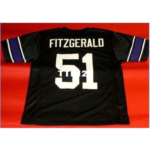 3740 CUSTOM # 51 PAT FITZGERALD CUSTOM NORTHWESTERN WILDCATS BLACK College Jersey taille s-4XL ou personnalisé avec n'importe quel nom ou numéro de maillot
