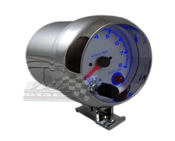 375039039 80mm 08000 tachymètre jauge lumière LED bleue tachymètre Rpm jauge RPM mètre avec lumière de changement de RPM jauge automatique 5944239