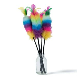 37 cm 47 cm regenboog kleur wol top kat speelgoed kitten teaser stick pet interaction sticks