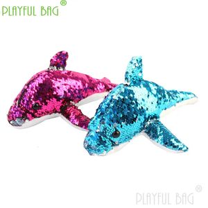 37 cm Little Dolphin Doll Sequin Plush Toy Small Pendant Grab Imitation Doll Christmas Childrens Gift TD11 240401