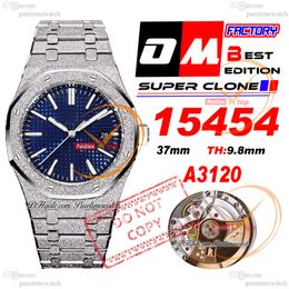 37mm 15454 givré A3120 montre automatique pour femme OMF cadran texturé bleu Bracelet en acier inoxydable Super édition montres pour dames Puretimewatch Reloj Hombre