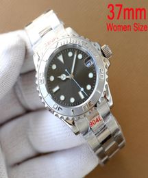 37 mm dames horloge luxe horloges keramische bezel grijze wijzerplaat eta2836 Automatisch jacht roestvrijstalen armband Datum horloges sapphire gl6168679