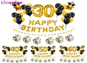 37 stks goud zwart nummer 16 18 21 25 30 40 50 60 jaar oude ballonnen gelukkige verjaardag feest decoratie man vrouw 30e 40e 50e 60e 25437706