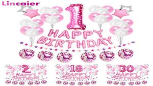 37pcs rose numéro 1 2 3 4 5 6 7 8 9 ans ballons de joyeux anniversaire décorations de fête pour enfants bébé princesse 15 16 18 30 4117484563