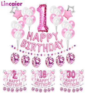 37 stuks roze nummer 1 2 3 4 5 6 7 8 9 jaar oude ballonnen gelukkige verjaardagspartij kinderen baby meisje prinses 15 16 18 30 40 2111254057