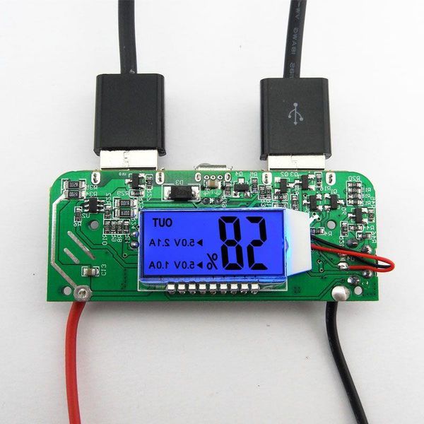 Freeshipping 37V 18650 Batería de litio 5V 2A USB LED Pantalla de visualización de luz Cargador Placa de circuito del tesoro DIY Carga rápida de batería Modu Ndqd