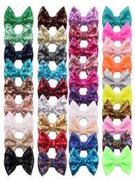 38 Farben 4 Zoll Pailletten Schleife DIY Stirnbänder Zubehör Baby Boutique Haarschleifen ohne Krokodilklemme für Mädchen M7912477706